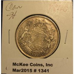 1341. 1940 Canada Silver Half Dollar. VF 20.
