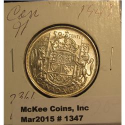 1347. 1943 Canada Silver Half Dollar. AU 50.