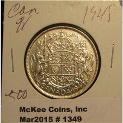 1349. 1945 Canada Silver Half Dollar. EF 40.