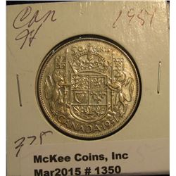 1350. 1951 Canada Silver Half Dollar. VF 20.