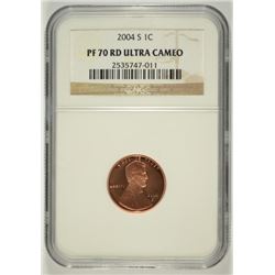 2004-S LINCOLN CENT, NGC PROOF 70 RED ULTRA CAMEO!  RARE!