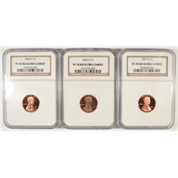 2005-S, 2006-S AND 2007-S LINCOLN CENTS ALL NGC PROOF-70 RED ULTRA CAMEO