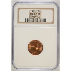 1941 LINCOLN CENT, NGC MS-67 RED!