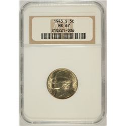1943-S JEFFERSON NICKEL, NGC MS-67