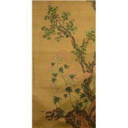 Chinese WC Painting of Peonies Wang Su 1794-1877