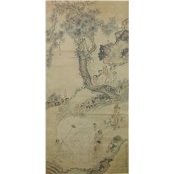 Chinese Lohan & Elephant Painting Wu Bin (?-1627)