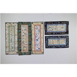 5 Pieces of Chinese Embroidery Handmade Panels