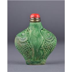 19th Century Chinese Green Glazed Snuff Bottle