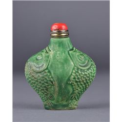 19th Century Chinese Green Glazed Snuff Bottle