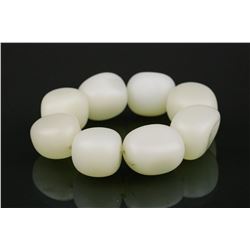 Chinese White Hardstone Carved 8 Beads Bracelet