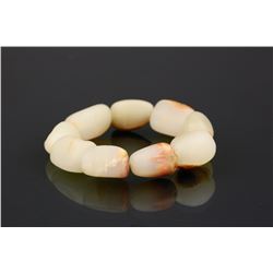 Chinese Fine White Hardstone w/ Skin Bracelet