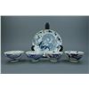 5 Pieces Chinese BW Porcelain Bowls and Plate