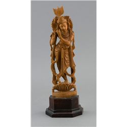 Sandalwood Carved Indian Hindu Deity Krishna