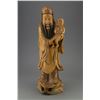 Image 1 : Chinese Wood Carved Figure of Man and Child