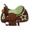Image 3 : NEW!! Green Ostrich Star Barrel Racing Western Horse Saddle 14 [9495]