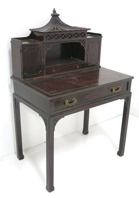 Chinese Chippendale Style Mahogany Ladies Desk