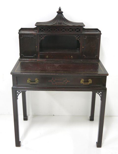 Chinese Chippendale Style Mahogany Ladies Desk