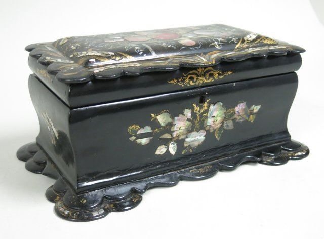 Lacquered & Mother of Pearl Victorian tea box