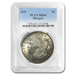 1921 Morgan Dollar MS-64 PCGS (Toned)