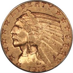 $5 GOLD INDIAN HALF EAGLE 1908 - 1929