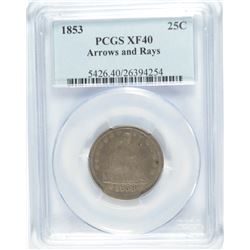 1853 SEATED QUARTER ( ARROWS AND RAYS ) PCGS XF-40
