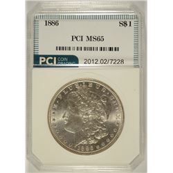 1886 MORGAN SILVER DOLLAR, PCI MS-65 GEM WHITE!