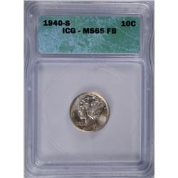 1940-S MERCURY DIME ICG MS-65 FB