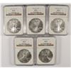 DEALER WHOLESALE LOT OF ( 5 ) 2003 AMERICAN SILVER EAGLES, NGC MS-69!