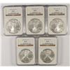 DEALER WHOLESALE LOT OF ( 5 ) 2004 AMERICAN SILVER EAGLES, NGC MS-69!