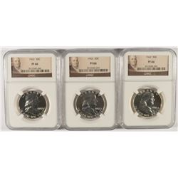 LOT OF ( 3 ) 1962 FRANKLIN HALF DOLLARS, NGC PROOF-66