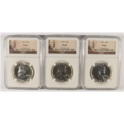LOT OF ( 3 ) 1963 FRANKLIN HALF DOLLARS, NGC PROOF-66