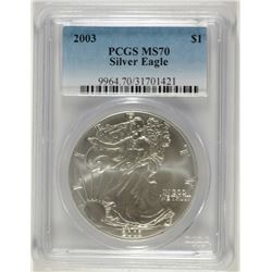 2003 AMERICAN SILVER EAGLE, PCGS MS-70 PERFECT!
