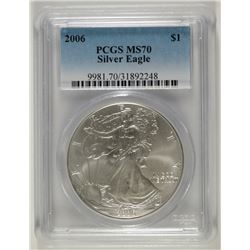 2006 AMERICAN SILVER EAGLE, PCGS MS-70 PERFECT!