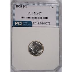 1959 ROOSEVELT DIME PCI MS-67 FT
