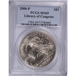 2000 LIBRARY OF CONGRESS COMMEM DOLLAR PCGS MS-69
