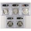 Image 2 : (5) COIN AMERICAN SILVER EAGLE LOT, ALL PCGS MS-69 2002, 2003, 2004, 2006 & 2007