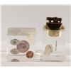 Image 1 : LIGHTER AND LUCITE CUBE IMBEDDED WITH $1.20 FACE VALUE  SILVER COINS