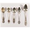 Image 1 : LOT OF ( 5 ) SMALLER STERLING COLLECTOR SPOONS  1.9  TROY Oz TOTAL WEIGHT
