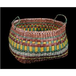 Large Nuu-chah-nulth Cedar Bark Gathering Basket with Handles 18" L. 10" H.  Good Condition