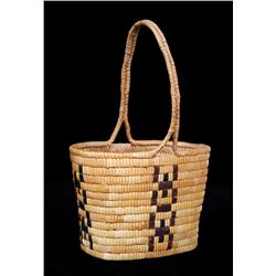 Fully Imbricated Gathering Basket with Handle 9" W. 13" H.  Good Condition
