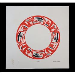 Robert Davidson Print "Cycles" 10"x 10"  Fair Condition