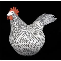 Acoma Pottery Rooster Made by Sharon Stevens (Bear Clan) - A Commissioned Work 10" H. 11 3/4" W.  Go