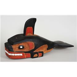 Killer Whale Dance Helmet Carved by Darren Yelton 24 1/2" L. 8 3/4" W.  Good Condition