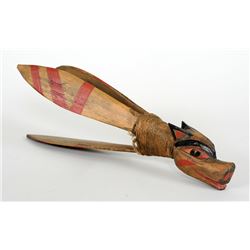 Coast Salish Cod Lure with Carving Depicting a Wolf Head Signed SC 88 - Probably Simon Charlie 11" L