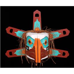 Coast Salish Articulated Transformation Mask Carved by Darren Yelton 26" H. 35" W.  Good Condition