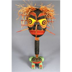 Kwagiulth Bumblebee Rattle on a Frog Stand by Stan Hunt - Different Carving On Each Side 10" H. 3 1/