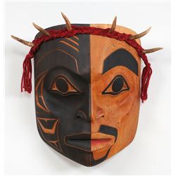 Northwest Coast Shaman Mask Carved by Tom Lafortune 14 1/2" H. 11 /14 " W.  Good Condition