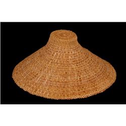 Haida Hat Made with Yellow and Red Cedar by Barbara Aronson From New Hazelton, B.C. - Size Large 17"