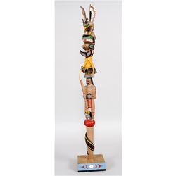 Northwest Coast Staff Carved with Thunderbird, Killer Whale, Watchman and Lightning Snake by Cicero 