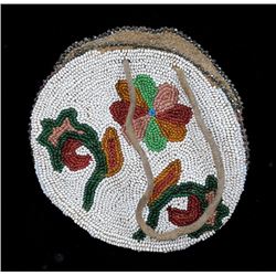 19TH C. Plains Beaded Pouch with Floral Motif 5" W.  Good Condition